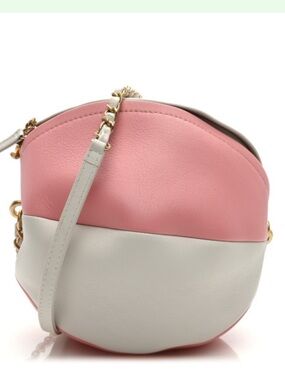 CHANEL coco Pink and White Leather Crossbody beach ball bag  with Gold Chain